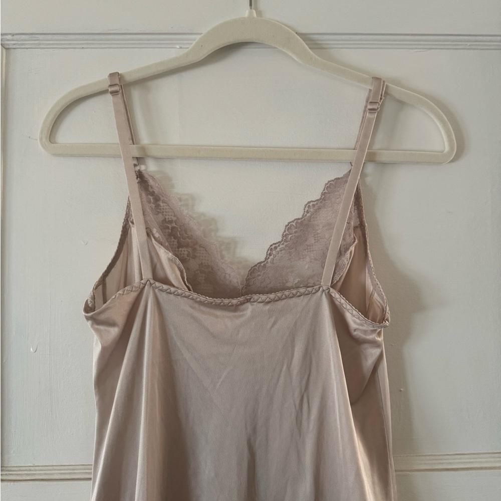 Vintage Maidenform 80s Beige Lace Silky Chemise Nighty Lingerie Sz 36 (M 8/10) - Picture 5 of 7